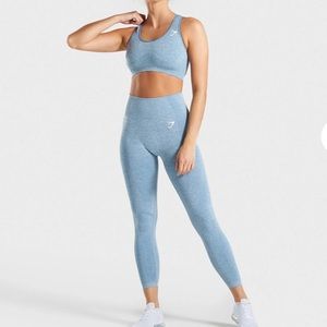 Gym Shark Blue Vital Seamless Top + Leggings Set